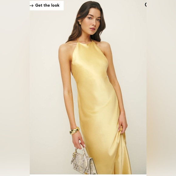 Reformation Jeany Silk Dress, Sunshine, NEW WITH TAGS - Picture 2 of 6